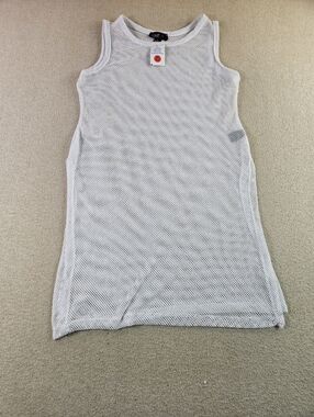 Love Heart White Mesh Sleeveless Cover Up Tunic Top XL NWT